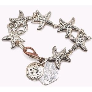 Silver Tone Starfish Bracelet Beach Nautical Jewelry Ocean Style